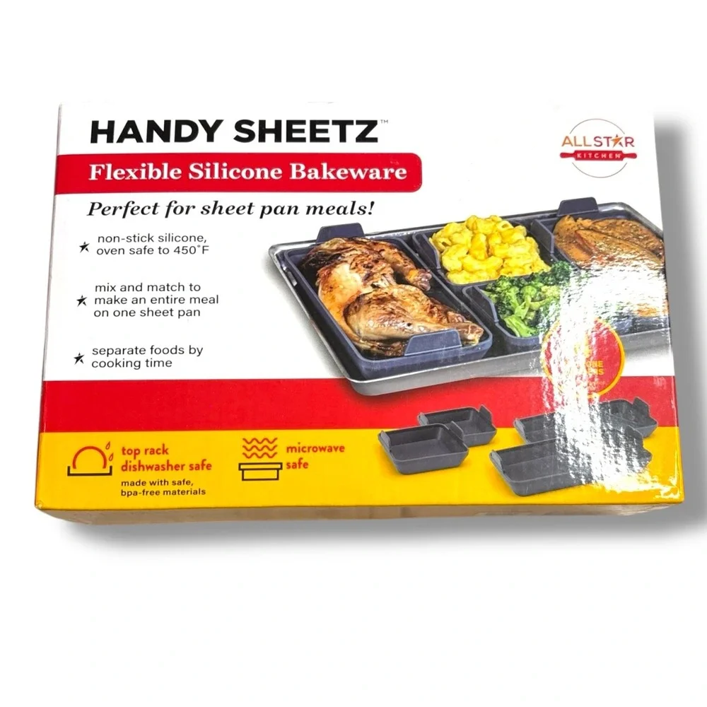 Allstar Kitchen Handy Sheetz Flexible Silicone Bakeware 4 Piece Divider Set Gray